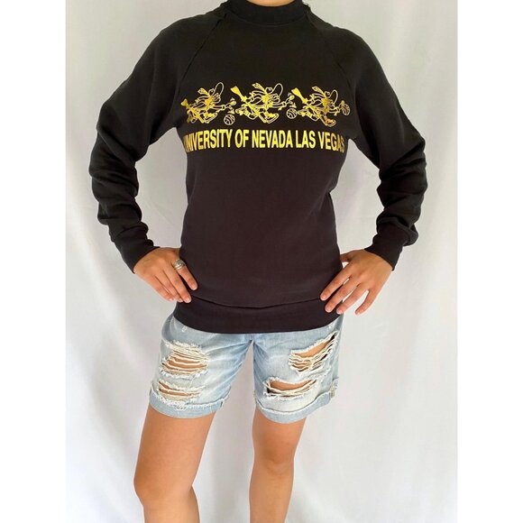 90s vintage black las vegas university collegiate varsity pullover sweatshirt - Picture 2 of 8